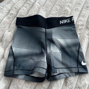 Nike Pro Black and White Striped Spandex Shorts